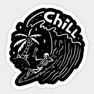 chill skull surfing Sticker